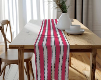 Table Runner | Premier Prints Lulu Stripes Candy Pink/White Black Dots - Baby Showers - Girls - Nursery - Baby Gift