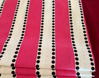 Faux Roman Shades - Custom Curtains - Lined - Fake Roman Shades - Decorative Valance -Premier Prints Lulu Stripe Candy Pink White Black Dots