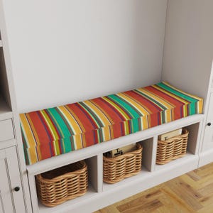 Custom Cushion Cover | Richloom Solarium Outdoor Westport Stripe Spring - Mud Room Cushion - Window Bench Cushion - Breakfast Nook - Patio