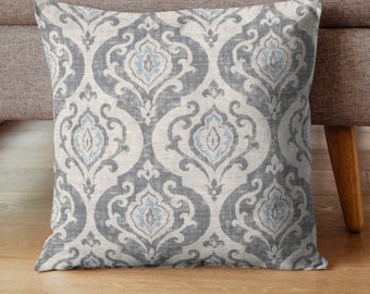 Custom Pillow Cover | Covington Suri Slate Fabric - Gray/White Damask - Home Decor - Throw Pillow - Double Sided