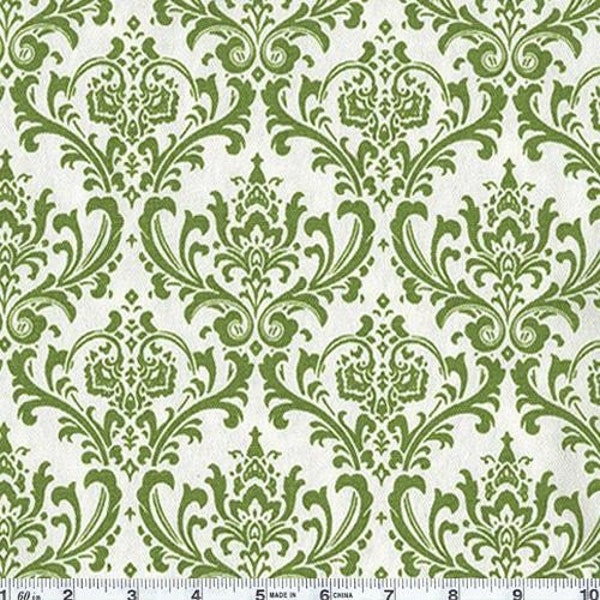 Madison Shamrock - White/Green Damask by Premier Prints Fabric - Last Half Yard