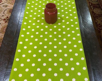 TABLE RUNNER - Green Ikat Dots - Table Setting - Wedding - Holidays - Birthday Party