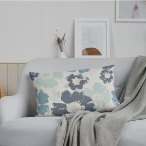 Floral Pillow Cover | Covington Dorinda Indigo Cotton Linen Blend Fabric - Home Decor - Throw Pillow - Decorative Pillow