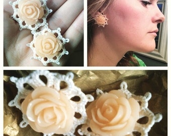 Lace Rose stud earrings
