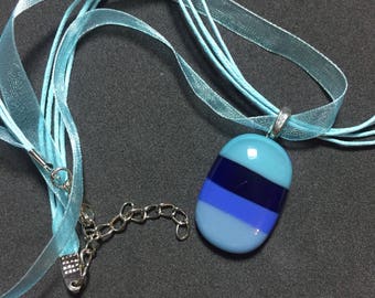 Layered Blue fused glass Pendant