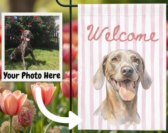 Personalisierte Weimaraner Gartenfahne | Personalisiertes Aquarell Hundeportrait