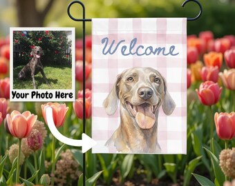 Personalisierte Hund Gartenfahne | Kundenspezifisches Weimaraner Aquarell Porträt (12 "x 18""