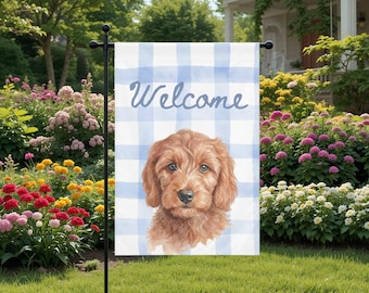 Goldendoodle Aquarell Gartenfahne | Benutzerdefinierte Hunde Mama Geschenk