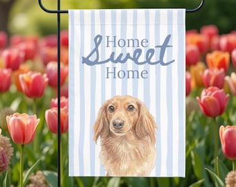 Benutzerdefinierte Dackel Garten Flagge | Aquarell Doxie Portrait | Dackel Geschenk