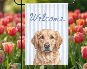 Golden Retriever Gartenfahne | Aquarell Goldenes Porträt | Hunde Mama Muttertag Willkommen Banner