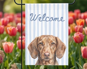 Dackel Gartenfahne | Aquarell Doxie Portrait | Dackel Hundemama Muttertag