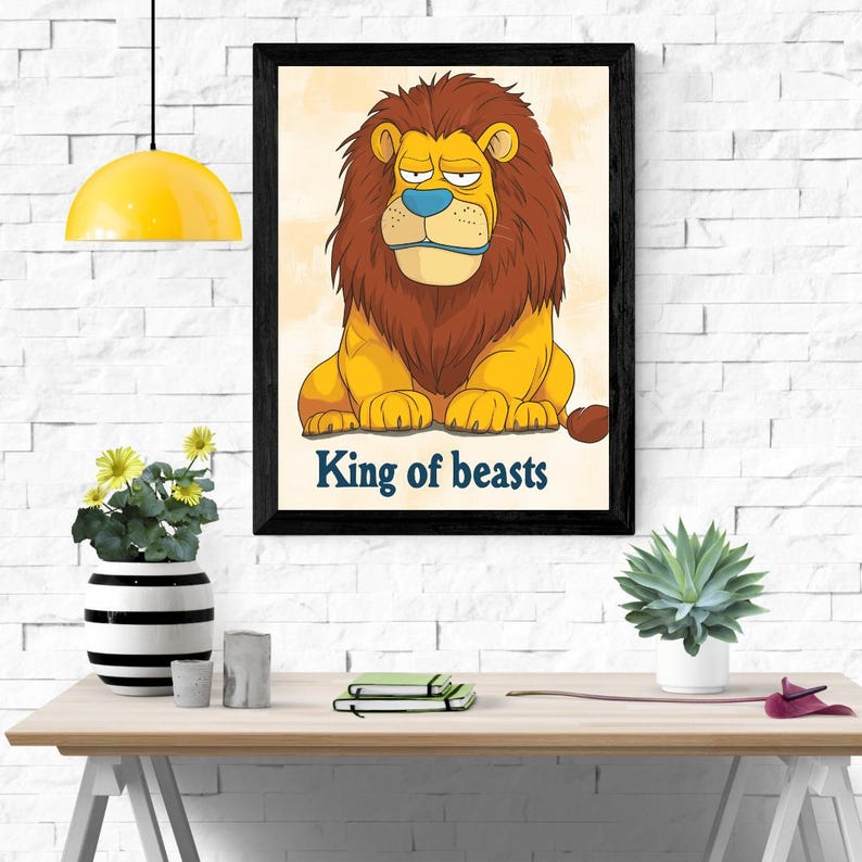 Unique Simpsons Lion Poster, Cartoon Lion Poster Print Animals Wall Art ...