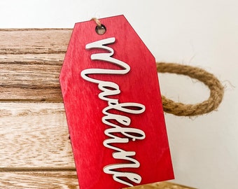 Valentines Gift Basket Tag, Boy or Girl Valentines name tag, custom wood gift tags for valentines baskets