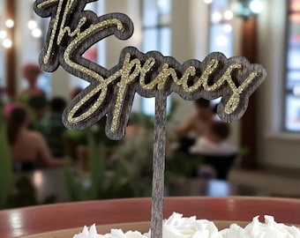 Custom Wedding Cake Topper Personalized Mr Mrs Names Anniversary Rustic Boho Birthday Decoration