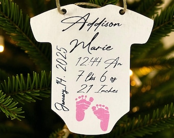 Personalisierte Babys erste Weihnachtsverzierung, benutzerdefinierte Geburtsinformationen