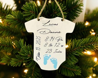 Babys erste Weihnachtsverzierung, personalisierte Geburtsdaten mit benutzerdefinierter Namensverzierung