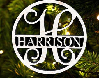 Weihnachtsverzierung, benutzerdefinierter Name ausgeschnitten, Monogrammverzierung, Familienname-Verzierungen