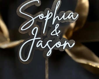 Personalized Name Cake Topper, Custom Wedding Cake Topper with Names, Last Name Cake Topper, Rustic Wooden Cake Topper for wedding