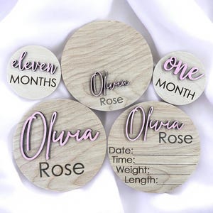 Panneaux personnalisés de statistiques de naissance de bébé, disque nominatif en bois personnalisé pour faire-part de nom ou accessoires photo, ensemble cadeau pour bébé, panneaux d'hôpital, jalons
