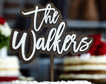 Personalized Wedding Cake Topper, Custom Last Name Cake Topper, Boho cake topper for weddings, mr and mrs cake toppers, Rustic name topper