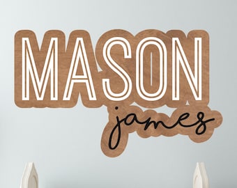 Two Layer Name Sign, First and middle name decor, Custom nursery sign, personalized baby name sign, large wood signs