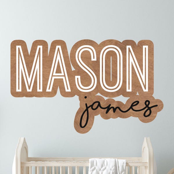 Zwei schicht Namensschild, erste und zweite Name Dekor, personalisierte Baby Namen Schild, große Holzschilder