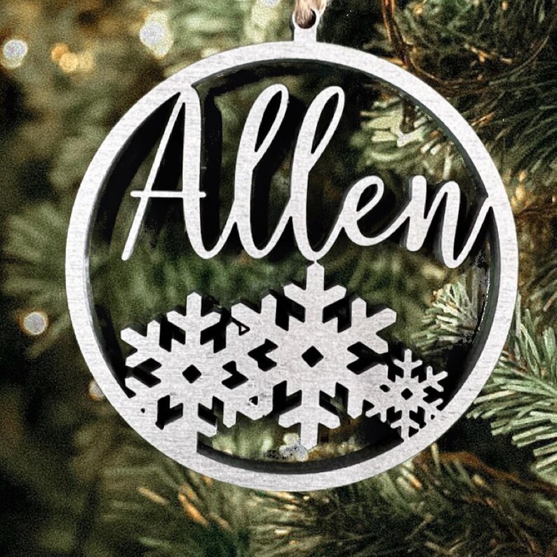 Christmas Ornament with snowflakes, Personalized Name Ornament, Custom Family ornament, Christmas Gifts image 7