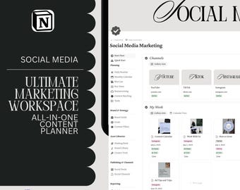 Notion Social Media Content Planner: Marketing Management Dashboard (Digital Download)