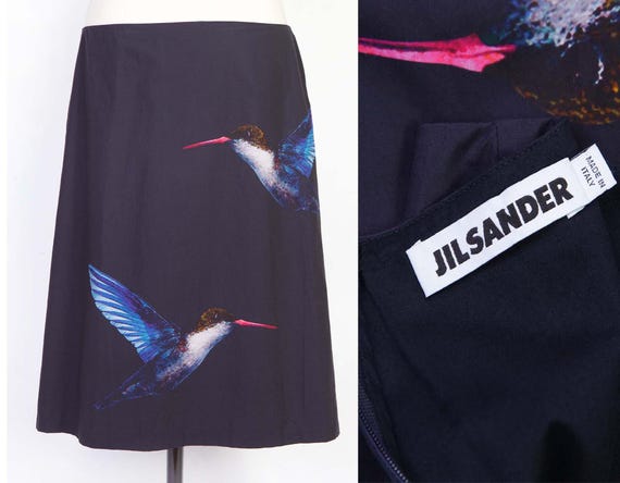 Y2K, 2000 JIL SANDER, Iconic bird print cotton skirt, Size XL 40/42FR