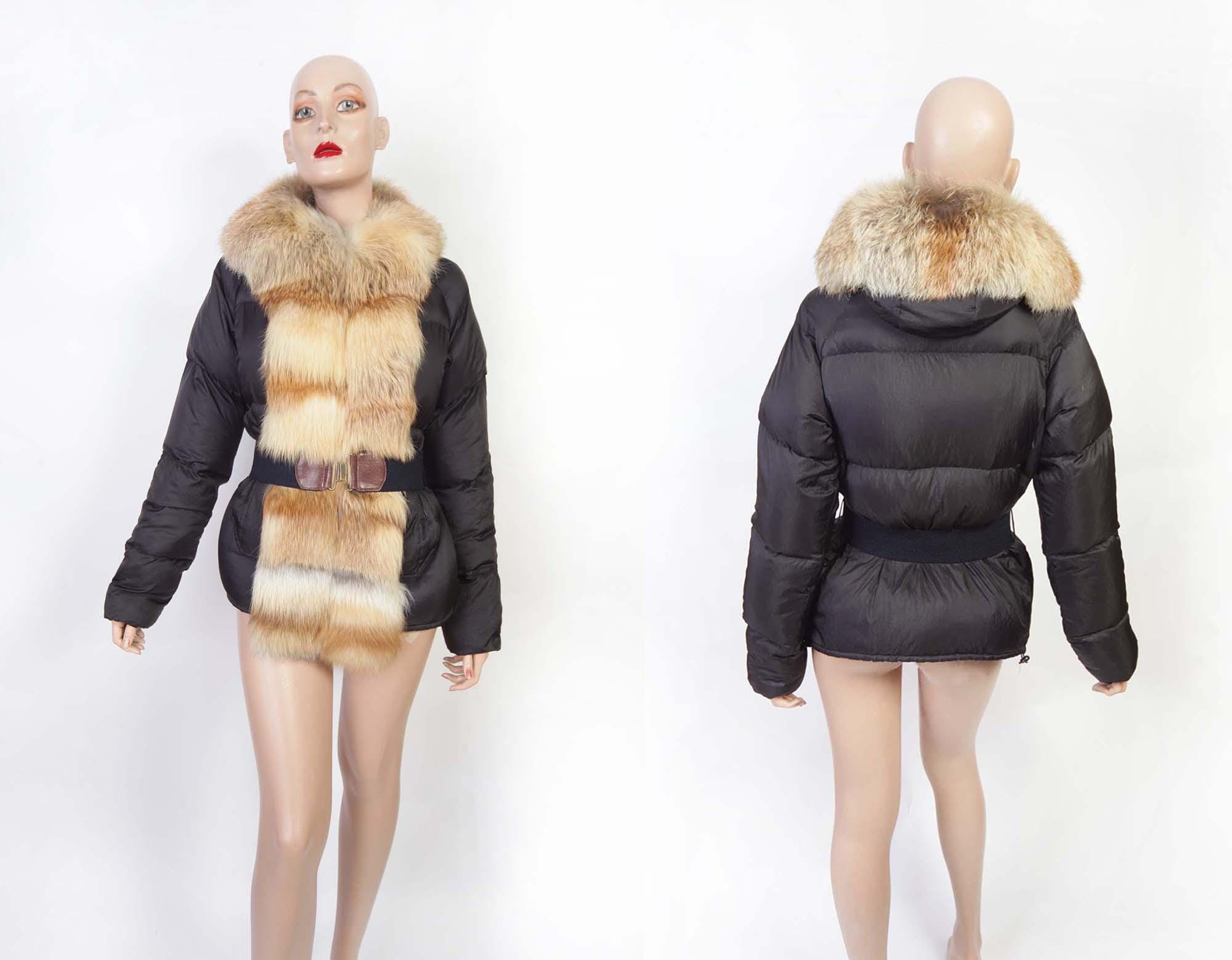 Manteau de luxe en fourrure de renard rouge véritable pour femme, veste à col montant, épais et chaud, à la mode / Fourrure véritable