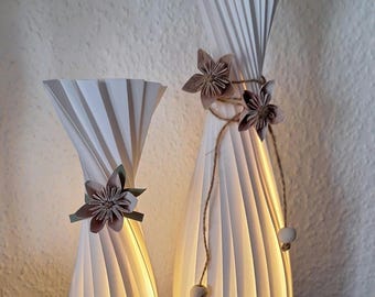 Papierlampe | Tischlampe | LED Lampe | Dekolampe | Moderne Papier Lampe | Akzent Leuchte