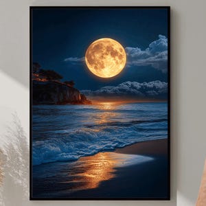 Moon Photography, Moon Poster, Night Sky Art Print, Astronomy Poster, Mystical Moon Print, Galaxy Wall Decor, Cosmic Art Print, Digital