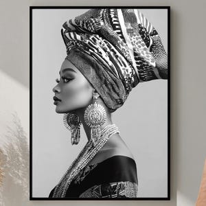 African Woman Art, Artwork Print, Black Woman Portrait, Digital Download, Tribal Woman Print, Cultural Art, African Beauty, Melanin Print