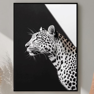 Leopard Print, Stylish Wall Art, Black and White, Home Decor, Printable Wall Art, Digital Download, Luxury Art, Cheetah Animal Print