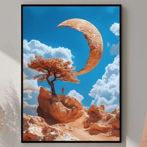 Moon Photography, Moon Poster, Night Sky Art Print, Astronomy Poster, Mystical Moon Print, Galaxy Wall Decor, Cosmic Art Print, Digital