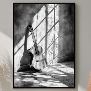 Acoustic Guitar Poster, Guitar Wall Art, Music Photography Print, Musician Gift Idea, Studio Decor Print, Retro Music Artwork, Vintage