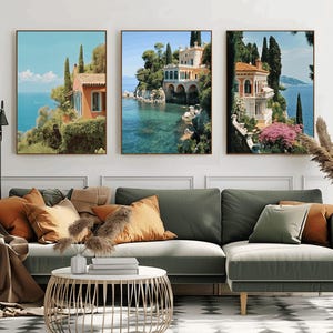 Italy Set of 3 Prints, Italy Wall Art, Italian Landscape Print, Amalfi Coast Photography, Mediterranean Travel Poster, Vintage Italy Artwork