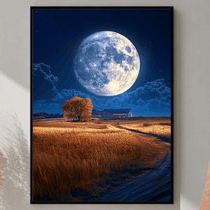 Moon Photography, Moon Poster, Night Sky Art Print, Astronomy Poster, Mystical Moon Print, Galaxy Wall Decor, Cosmic Art Print, Digital