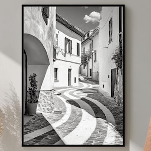 Italy Wall Art, Black And White Italian Print, Italian Landscape Print, Mediterranean Travel Art, Historic Italy Poster, Architecture Photo