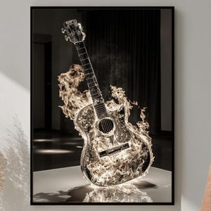 Acoustic Guitar Poster, Guitar Wall Art, Music Photography Print, Musician Gift Idea, Studio Decor Print, Retro Music Artwork, Vintage