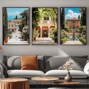 Italy Set of 3 Prints, Italy Wall Art, Italian Landscape Print, Amalfi Coast Photography, Mediterranean Travel Poster, Vintage Italy Artwork