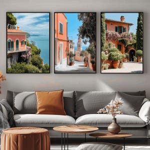 Italy Set of 3 Prints, Italy Wall Art, Italian Landscape Print, Amalfi Coast Photography, Mediterranean Travel Poster, Vintage Italy Artwork