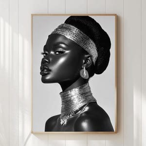 African Woman Art, Artwork Print, Black Woman Portrait, Digital Download, Tribal Woman Print, Cultural Art, African Beauty, Melanin Print