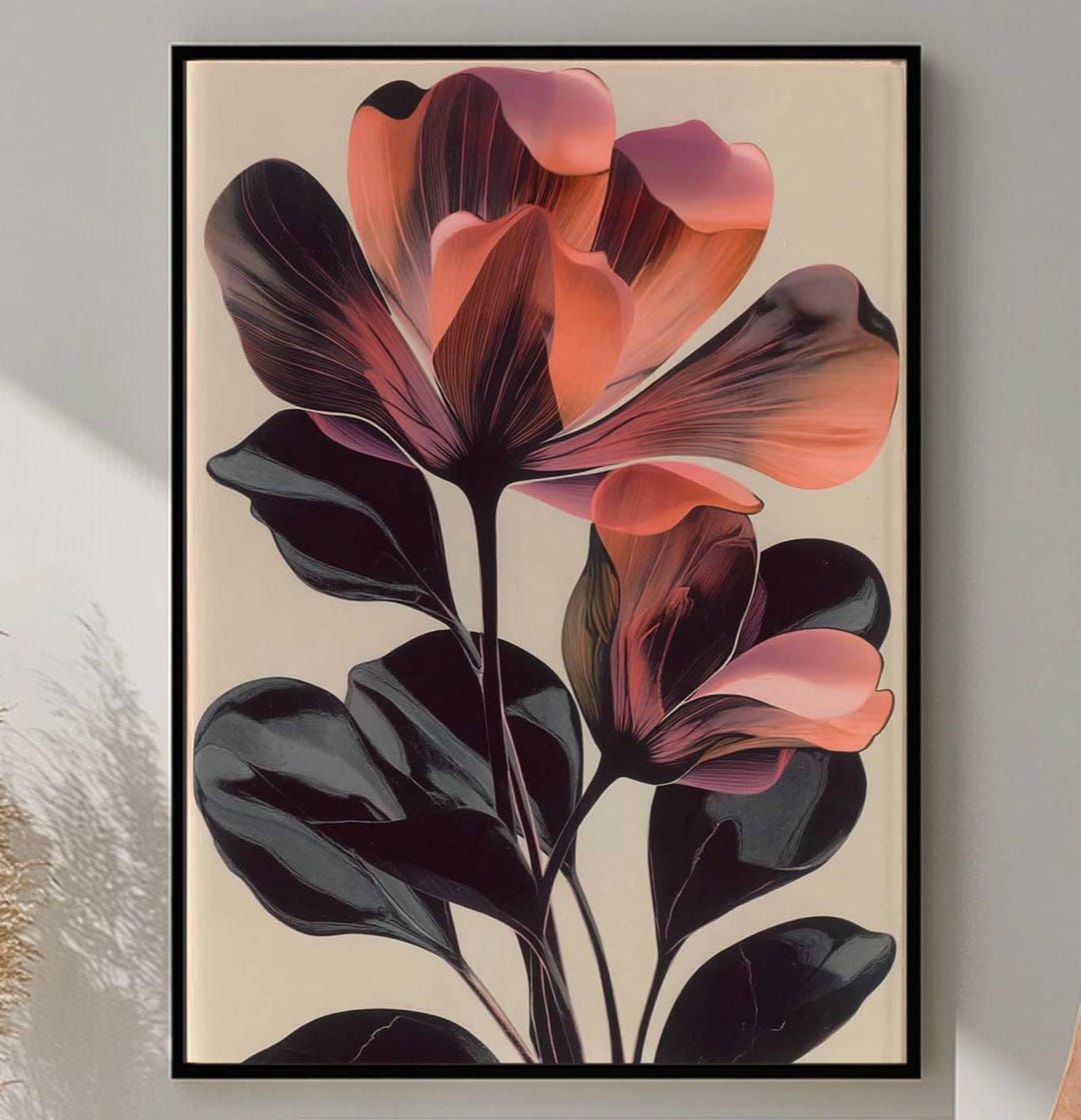 Abstract Floral Art Print, Modern Botanical Wall Decor (digital ...