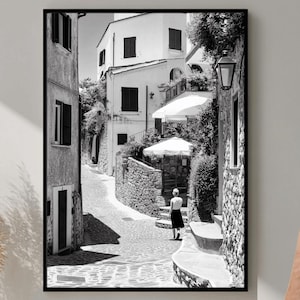 Italy Wall Art, Black And White Italian Print, Italian Landscape Print, Mediterranean Travel Art, Historic Italy Poster, Architecture Photo