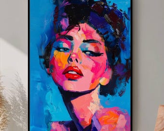 Abstract Woman Face Wall Art Colorful Abstract Woman Portrait Woman Art ...