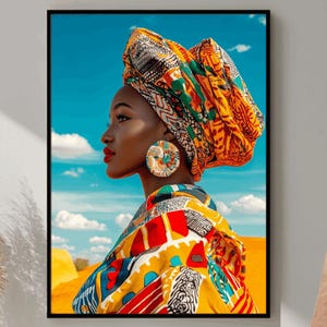 African Woman Art, Artwork Print, Black Woman Portrait, Digital Download, Tribal Woman Print, Cultural Art, African Beauty, Melanin Print