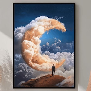 Moon Photography, Moon Poster, Night Sky Art Print, Astronomy Poster, Mystical Moon Print, Galaxy Wall Decor, Cosmic Art Print, Digital