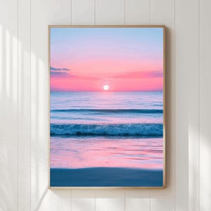 Pastel Sunset, Ocean Beach Print Wall Art, Printable Wall Art, Tropical Coastal Prints, Boho Beach Poster, Pastel Beach Sea Print, Digital