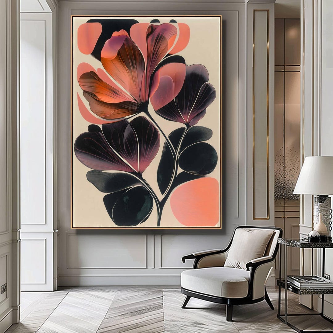 Abstract Floral Art Print, Modern Botanical Wall Decor (digital ...